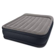 Intex Deluxe Pillow Rest Queen Raised Built In Pump Fiber Tech Airbed Air Bed Air Mattress Camping Air Mattress