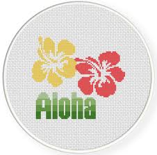 Hot pink or make any color you like hawaiian hawaii hibiscus silhouette crochet pattern graph afghan blanket throw bed beddding flower them. Aloha Cross Stitch Pattern Daily Cross Stitch