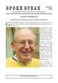 GEOFF CROSSFIELD died about 18th September ...