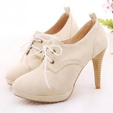 Cream Lace Up Vintage High Stiletto Heels Oxfords Shoes Boots