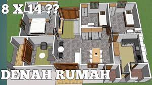 Desain rumah ukuran 9 x 15 meter 14. Denah Rumah 8 X 14 3 Kamar Tidur Palembang Youtube