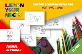 Coloring book printable coloring pages for adults easy dog free. 26 Cute Animals Alphabet Coloring Book Graphic By Icutletterstudio Creative Fabrica