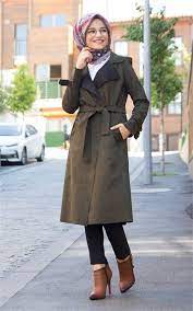 Suet Trenc Kap Haki Trenckot Islami Giyim Basortusu Modasi