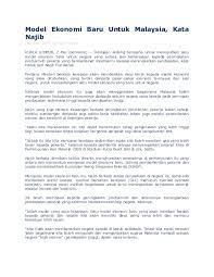 We are at critical juncture. Doc Model Ekonomi Baru Untuk Malaysia Farah Dhiba Academia Edu