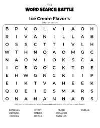ice cream flavor s word search play online print