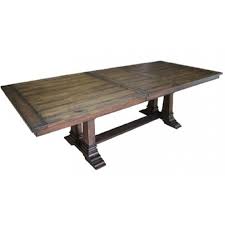 It features a very casual design with a rectangular shape and wood veneer top; Coaster Delphine Rectangular Pedestal Dining Table In Vintage Dark Pine 192741 By Dining Rooms Outlet