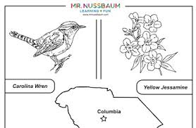 Birds coloring pages (find many of the state birds, but without the information written on the page) countries and cultures coloring pages (maps, flags and symbols of various countries) flowers coloring pages (find many of the state flowers, but without the information written on the page) Mr Nussbaum South Carolina Statehood United States Postage Stamp Coloring Page