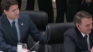 If only he knew what had happened seconds before. Justin Trudeau Appears To Be Snubbed By Jair Bolsonaro Videos Express Co Uk