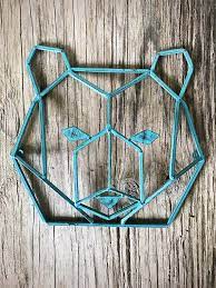Bold Geometric Bear Jade Woodland Animals Wall Art Rustic Etsy Geometric Bear Woodland Animal Wall Art Animal Wall Art