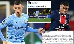Após 10 anos na equipe, o capitão do manchester city david silva irá deixar o clube ao fim da. Phil Foden Furious With Social Media Company After Kylian Mbappe Taunt Is Posted On His Account Daily Mail Online