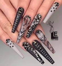 Coffin nail designs look awesome, especially with a long nails, but you don't have to have long nails to take part in this trend. 34 Impressive Black Coffin Nail Designs Xuzinuo Page 30