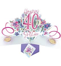 Geburtstag ein sehr guter grund zum feiern. Karte Zum 40 Geburtstag Pop Up 3d Mit Blumen