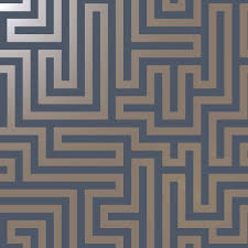 Our selection of geometric wallpaper includes graphic prints of odd shapes, lines and illustrations. Holden Metallic Glistening Industrial Maze Geometric Wallpaper Navy Blue Gold 12913