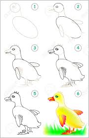 Page Shows How To Learn Step To Draw Little Duck Developing Children Royalty Free Cliparts Vectors And Stock Illustration Image 92397917