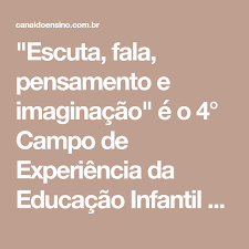 Campos De Experiencia Na Educação Infantil Bncc Escuta Fala Pensamento E Imaginacao Na Educacao Infantil Educacao Infantil Educacao Pensamentos