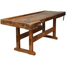 Large Vintage Oak Carpenters Workbench 1930s Workbench Work Table Vintage Table