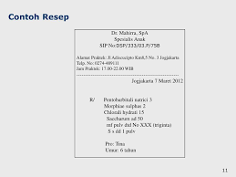 Pada kertas resep tercantum nama gelar yang sah jenis pelayanan sesuai sip nomor surat izin dokter sid surat penugasan sp alamat praktik. Ppt Resep Dan Salinan Resep Powerpoint Presentation Free Download Id 2069369