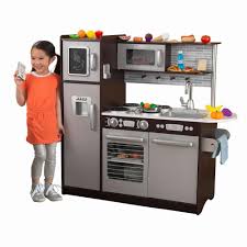 Uptown Espresso Kitchen W 30 Piece Play Food Set Pretend Chef Cooking Kids Child Kidkraft Kids Play Kitchen Play Kitchen Espresso Kitchen