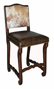 36.50 in, set of 3. Classic Cowhide Bar Stools Barstool Distressed Wood Frame Brass Nails 350 Ebay
