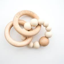 Modern Baby Teething With Silicone Beads And Wood Rings Made In Canada Stylish Nordic Inspired Design By Loulou Lol Baby Teethers Wood Baby Gym Wood Teethers