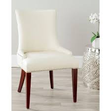 Safavieh Becca Flat Cream Leather Dining Chair Mcr4502b The Home Depot Cream Leather Dining Chairs Leather Dining Chairs Dining Chairs