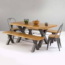 Brooklyn Living Edge Dining Table With 2 Benches And 2 Chairs Image 2 Live Edge Dining Table Dining Table Oak Dining Sets