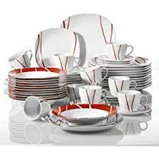 malacasa serie elvira 60pcs services de table complets porcelaine 12 tasses 12 soucoupe 12 assi service de table complet assiettes plates service de table