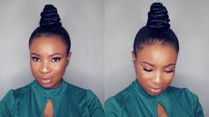 How To Easy Top Knot Bun Ninja Bun On Short Natural Hair Https Blackhairinformation Com Video G Short Natural Hair Styles Natural Hair Styles Ninja Bun