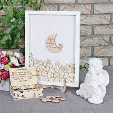Baby Shower Moon And Stars Guest Book Alternative 3 D 1st Etsy Baby Guest Book Star Baby Shower Theme Moon Baby Shower