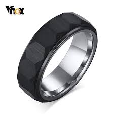 Hexagon Mens Rings Black Tungsten Carbide Unique Three Dimensional Surface Wedding Bands For Man Comfo Mens Black Ring Black Rings Halo Engagement Ring Emerald