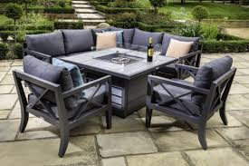 Outdoor fire pit bbq firepit brazier garden square table stove patio heater 81cm. Hartman Hartman Sorrento Square Gas Fire Pit Casual Garden Furniture Set With Lounge Chairs Xerix Aluminium Garden Furniture The Garden Furniture Company