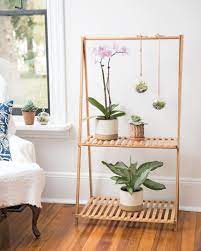 Bamboo Plant Stand With Hanging Bar Indoor Decor Home Decor Diy Hanging Shelves