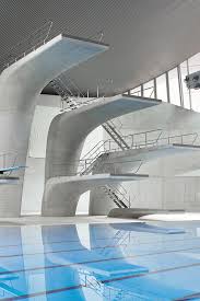 A competitive diving platform at an outdoor swimming pool. Olympic Diving Platform Shows Off The Versatility Of Concrete Construction News