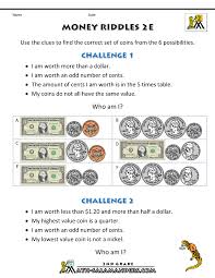 Money Worksheets Money Riddles 2e Money Math Worksheets Money Worksheets Money Math