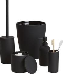 Browse moen's matte black bathroom faucets. Rubber Coated Black Bath Accessories Cb2 Black Bathroom Accessories Black Toilet Bath Accessories