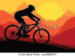 Vector Clip Art Of Mountain Bike Bicycle Riders In Wild Mountain Nature Csp16987217 Search Clipart Illustration Bike Drawing Mountain Bike Art Bike Art