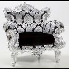 Baroque Black Silver Leaf Chair Crushed Velour Chairs Black And White Decor Chair Baroque