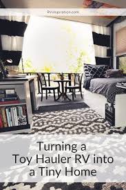 Incredible Toy Hauler Garage Transformations Rv Inspiration In 2020 Toy Hauler Rv Interior Design Remodeled Campers