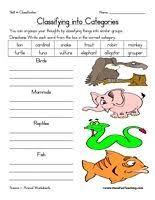 Science Worksheets Animal Classification Worksheet Animal Classification Science Worksheets