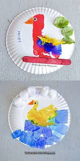 Paper Plate Bird Crafts For Kids Creative Footprint Parrot And Hand Print Duck Paper Plate Bird Crafts Easy Paper Crafts Paper Plate Crafts Easy Preschool Crafts