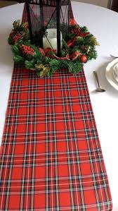 Christmas Table Runner Plaid Tartan Check Red Black Gold White In 2020 Christmas Table Christmas Party Centerpieces Christmas Table Runner