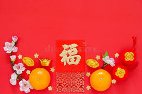 Flat Lay Of Chinese New Year Festival Decoration On Red Background Character On Affiliate In 2020 Festival Decorations Red Background Business Cards Diy Templates