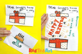 Want to save money for your business?watch my tutorial on how to make your own gift cards for your business!the cost to make your own standard gift card. How To Make An Expandable Birthday Gift Card Red Ted Art Make Crafting With Kids Easy Fun