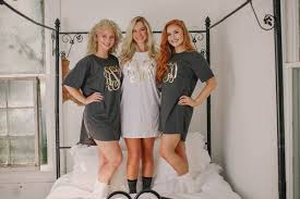 Monogrammed Pajamas Bridesmaid Pajama Shirts T Shirt Dress Etsy Monogrammed Pajamas Bridesmaid Get Ready Outfit Bridesmaid Pyjamas