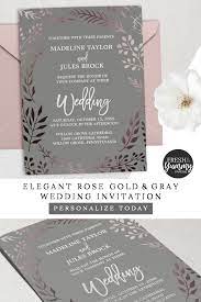 Elegant Rose Gold And Gray Leafy Frame Wedding Invitation Zazzle Com In 2021 Wedding Invitations Grey Wedding Invitations Beautiful Wedding Invitations