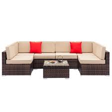 Clp polyrattan auflagen box rattan box für kissen auflagen bis zu 5 farben 3 größe wählbar m 235 liter schwarz. Phoebe Cat Loungeset 7 Tlg 7 Tlg Poly Rattan Garten Lounge Set Gartenmobel Sets Mit Auflagen 2 Ecksofa 4 Einzelne Sofas Couchtisch 65x65x32 Cm Online Kaufen Otto