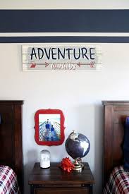 You can also choose colors that clash to make the room more unique, for example mixing red, gray, and white to complete the decor. Let S Go Adventuring A Shared Boy Bedroom Abby Lawson