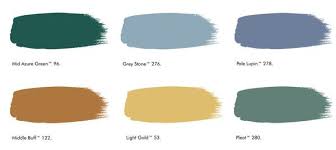 Mid Azure Green Grey Stone Pale Lupin Middle Buff Light Gold And Pleat Little Greene Little Greene Paint Grey Stone