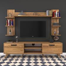 Rani A5 Duvar Rafli Kitaplikli Mdf Tv Unitesi Duvara Monte Dolapli Modern Ayakli Tv Sehpasi Ceviz M23 Mobilya Mobilya Tasarimi Oturma Odasi Tasarimlari
