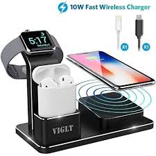 Apple Watch Stand Iphone X Wireless Charger Viglt Aluminum 3in1 Charging 10w New Apple Watch Charging Stand Apple Watch Stand Iphone Charging Station